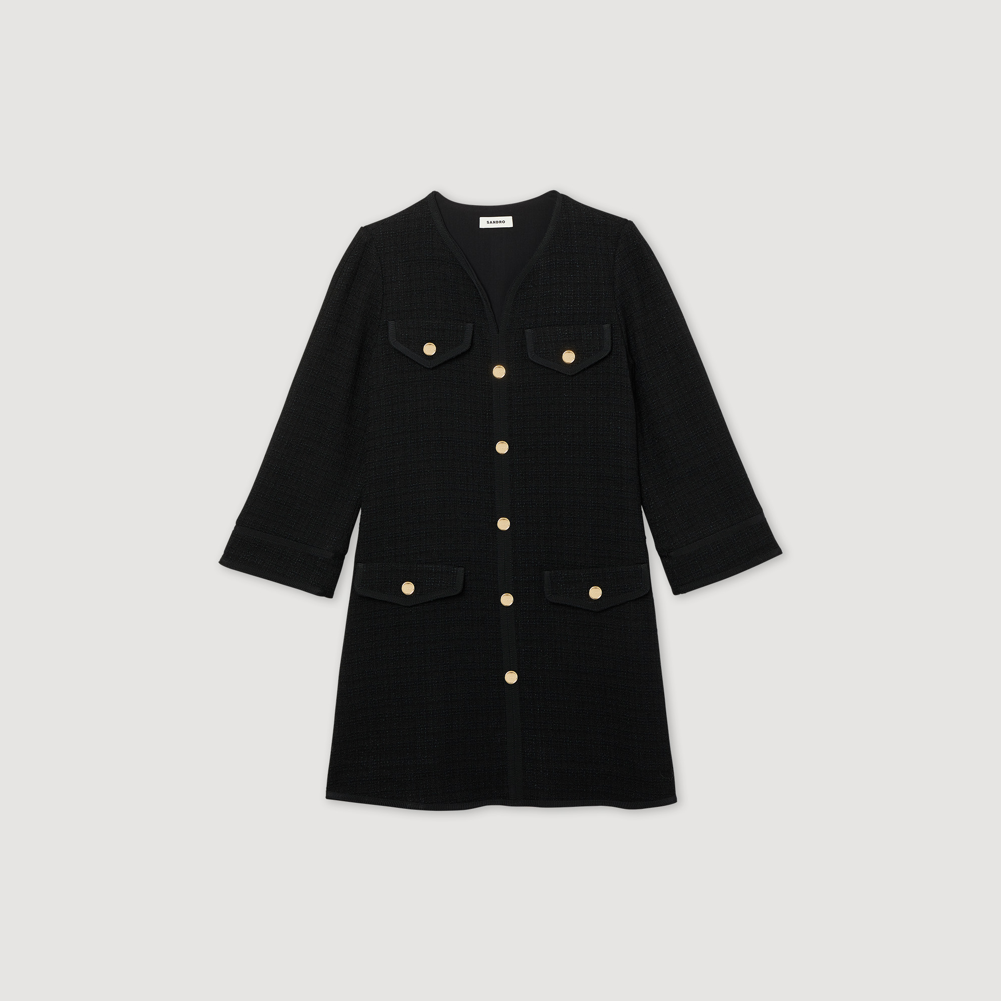 Robe courte en tweed á manches longues
