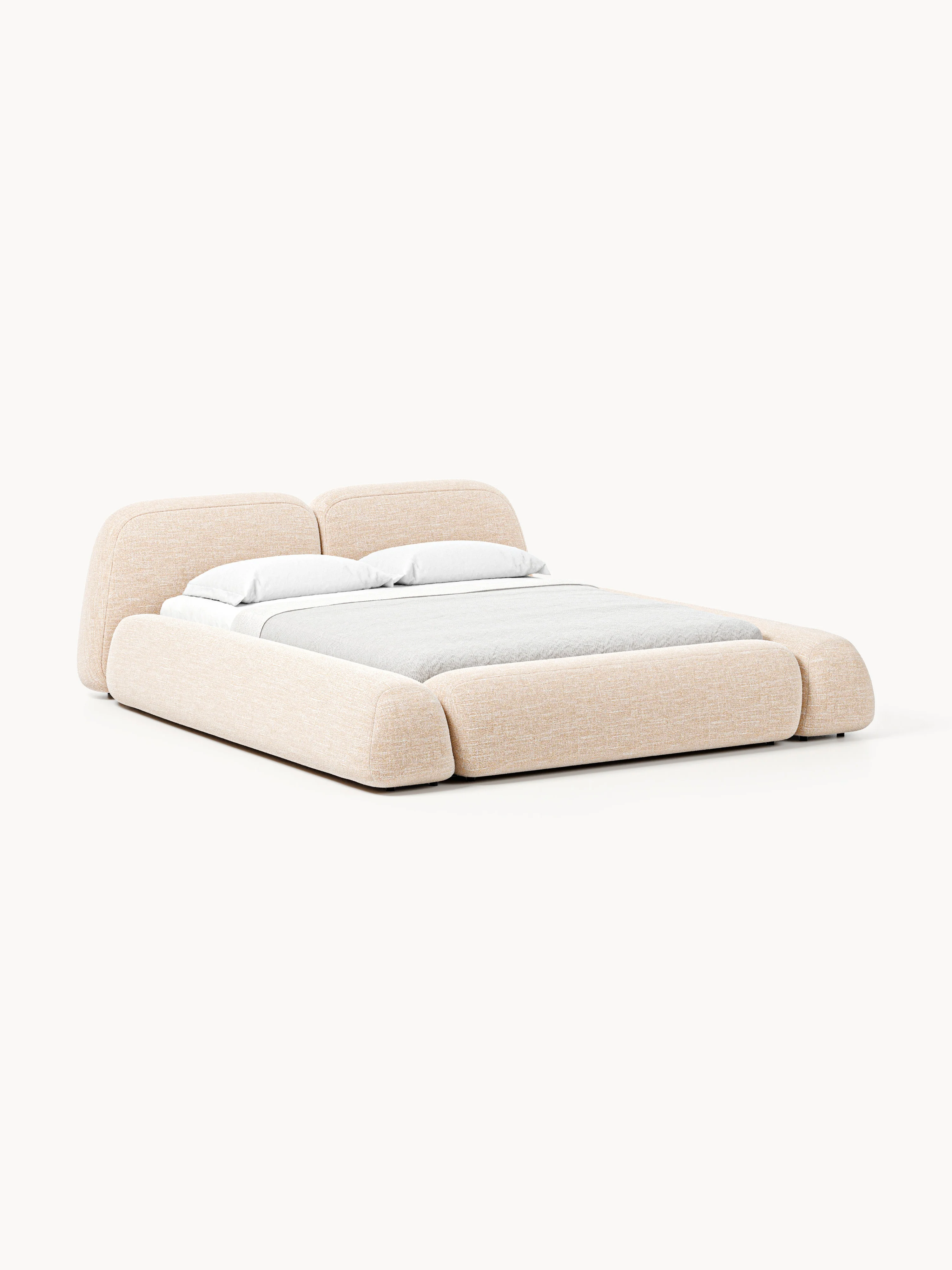Bouclé gestoffeerd bed Wolke