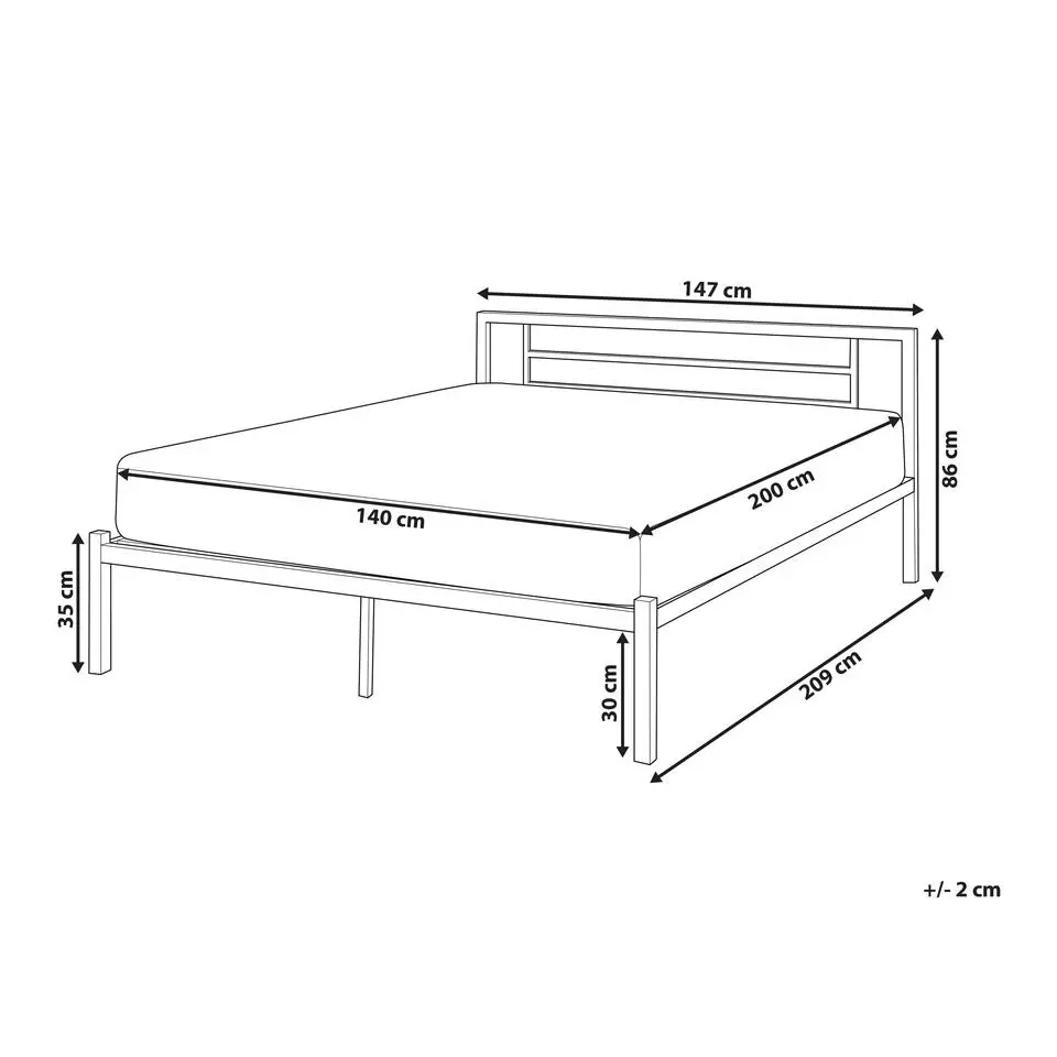 CUSSET - Tweepersoonsbed - Wit - 140 x 200 cm - Metaal