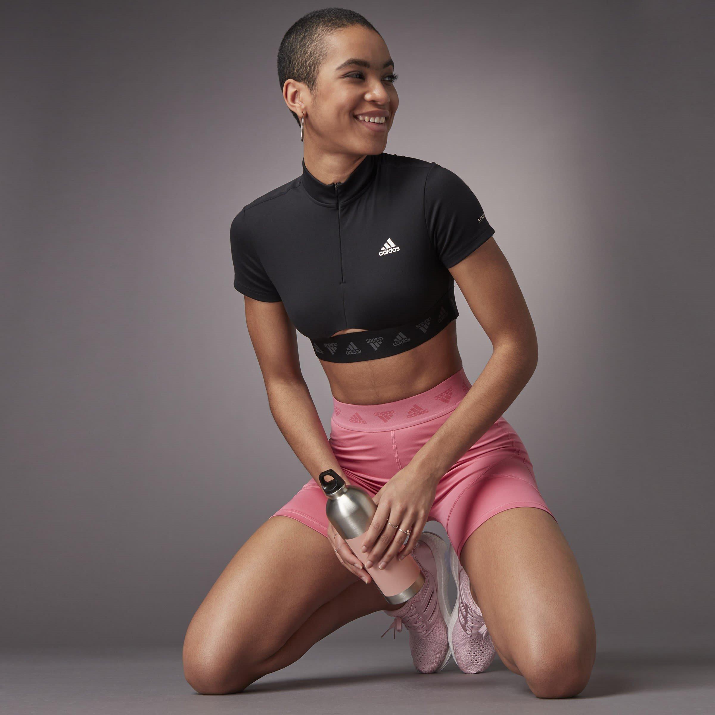 adidas Hyperglam Quarter Zip Crop Top Womens