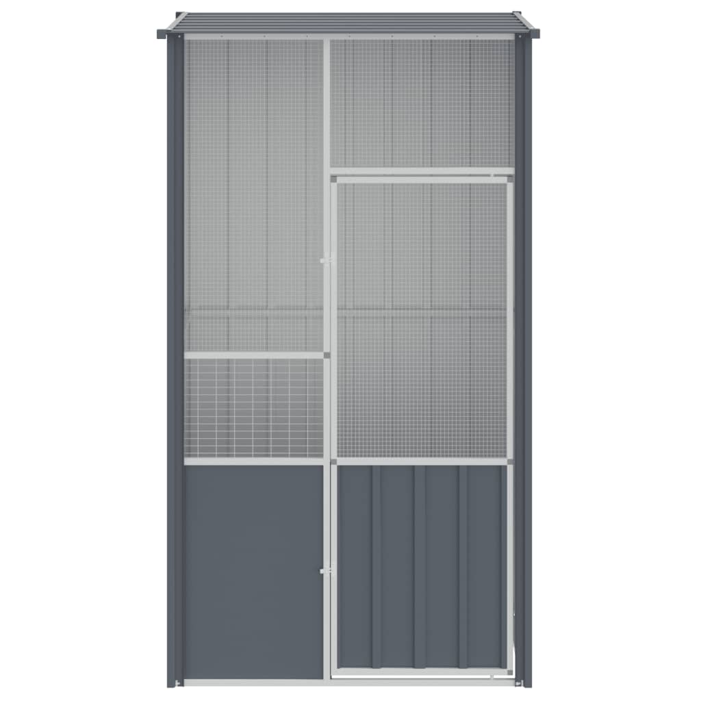 Gaiola para pássaros vidaXL, aço galvanizado, cinza antracite, 115x78x200 cm