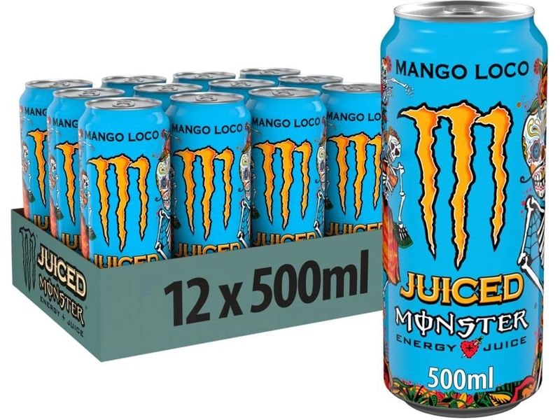 Monster Energy Drink Mango Loco 12 x 500 ml Erfrischendes Getränk mit Taurin, Inositol und Vitamin B