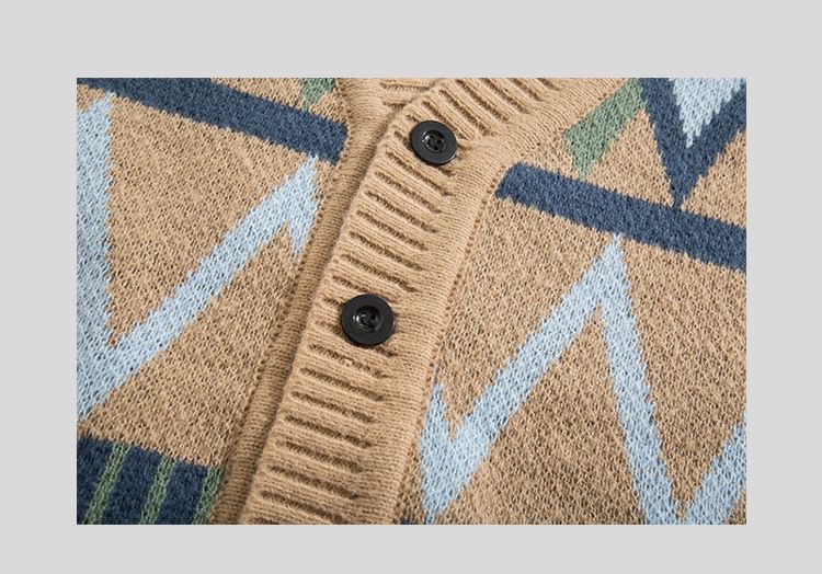 Yelmenor - Oversized vest met V-hals en patroon