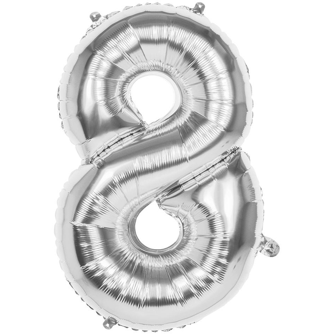 Folienballon - Silberne Zahl - 0 bis 9