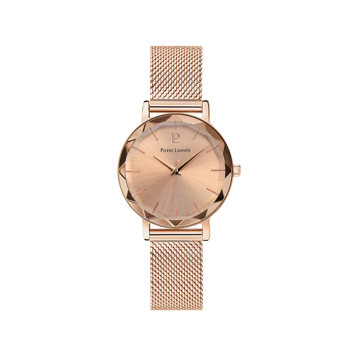 Montre Pierre Lannier femme acier doré rose milanais