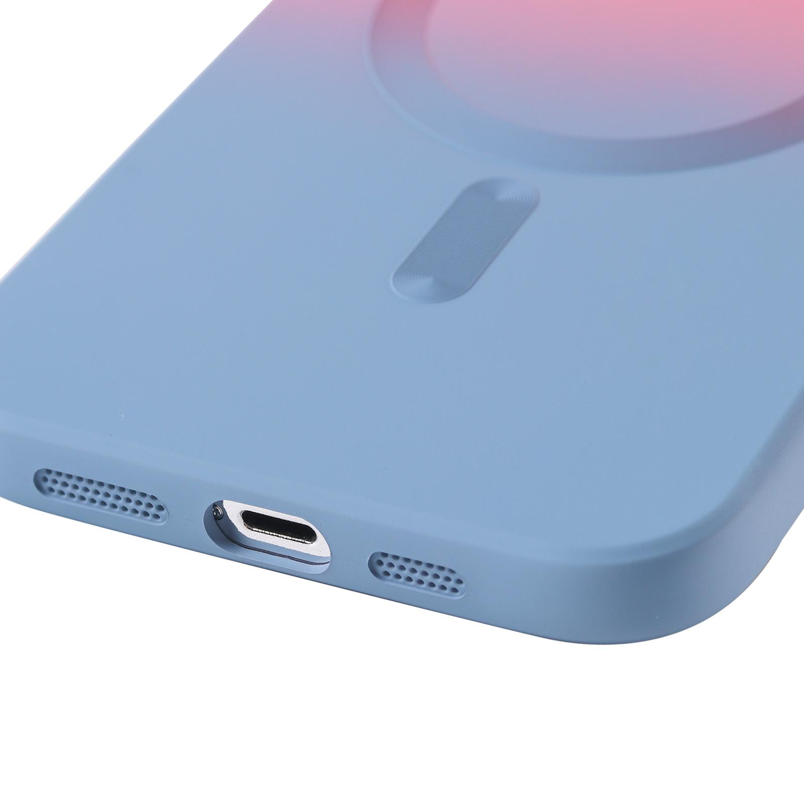 iPhone 14 Pro MagSafe Gummi Case Hülle Kameraglasschutz mit Farbverlauf - Rosa / Blau