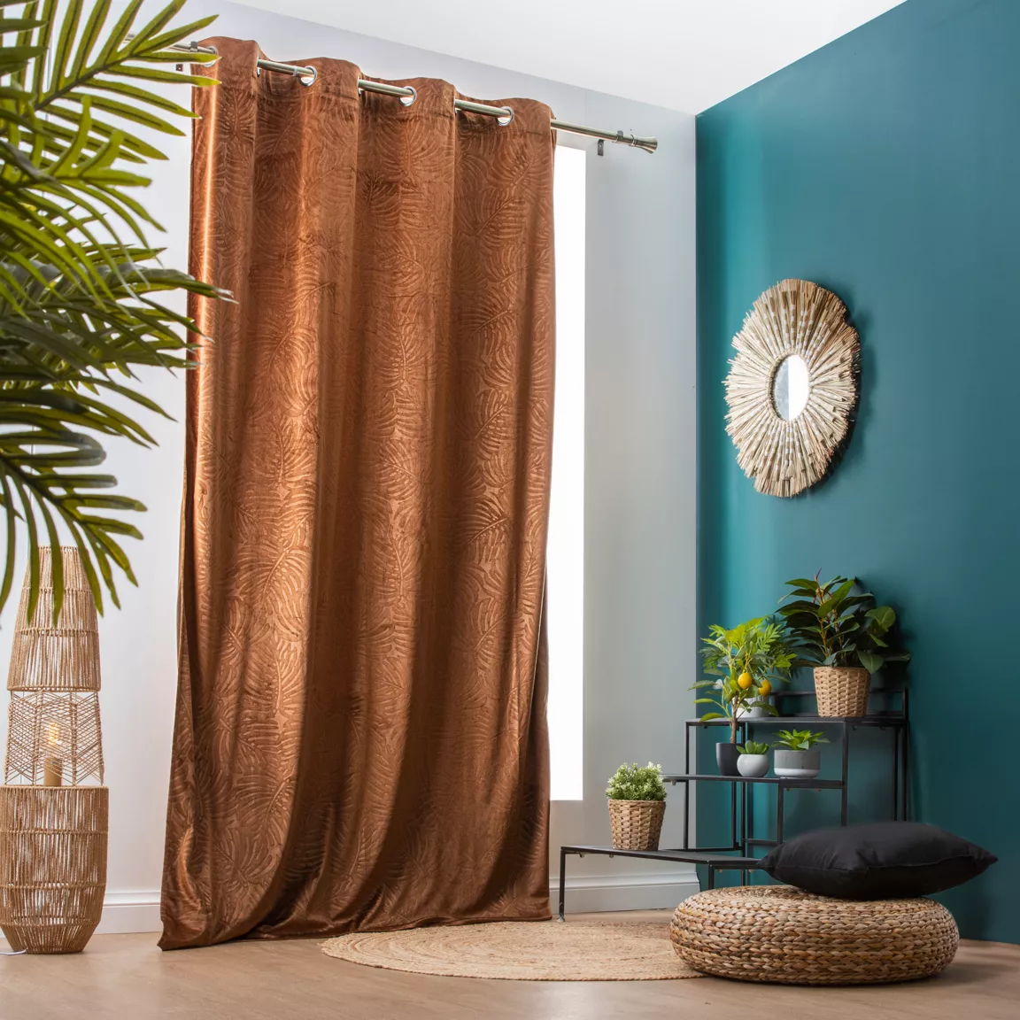 Rideau obscurcissant velours (140 x 280 cm) Fern Camel