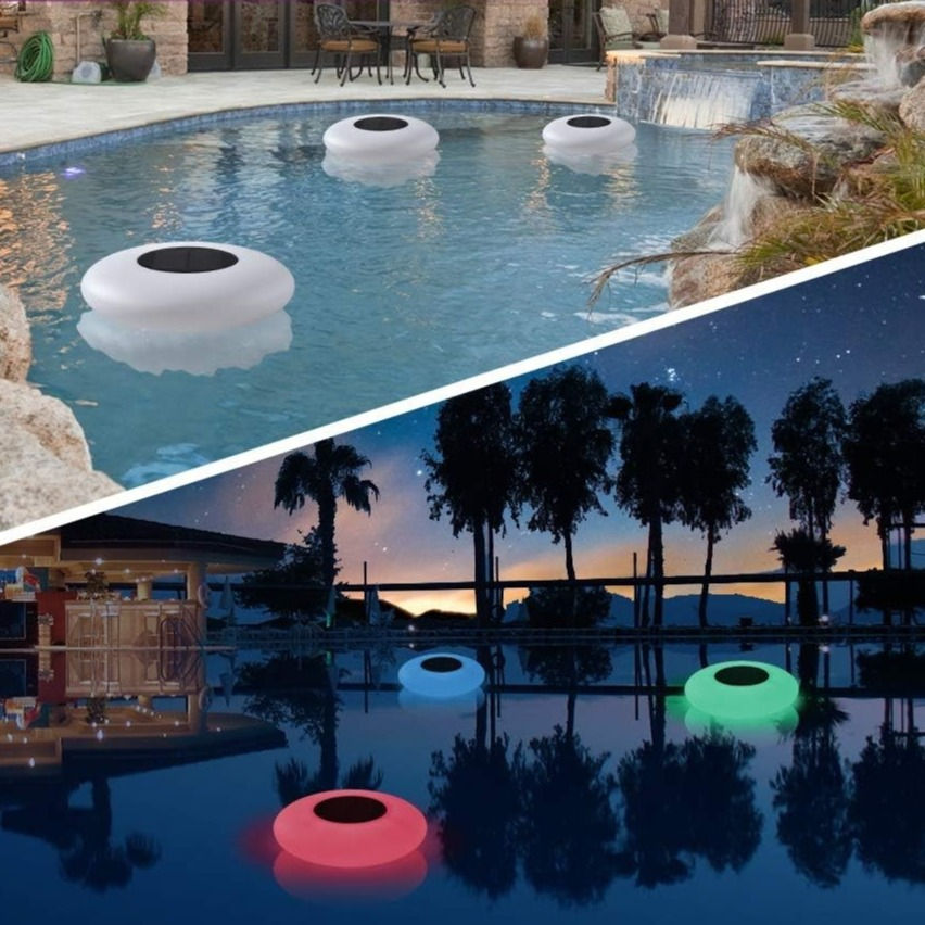 (Ø26cm) Schwimmendes Solar LED Pool Licht Outdoor Garten Lampe Pool Beleuchtung   Fernbedienung (IP65) - Bunt