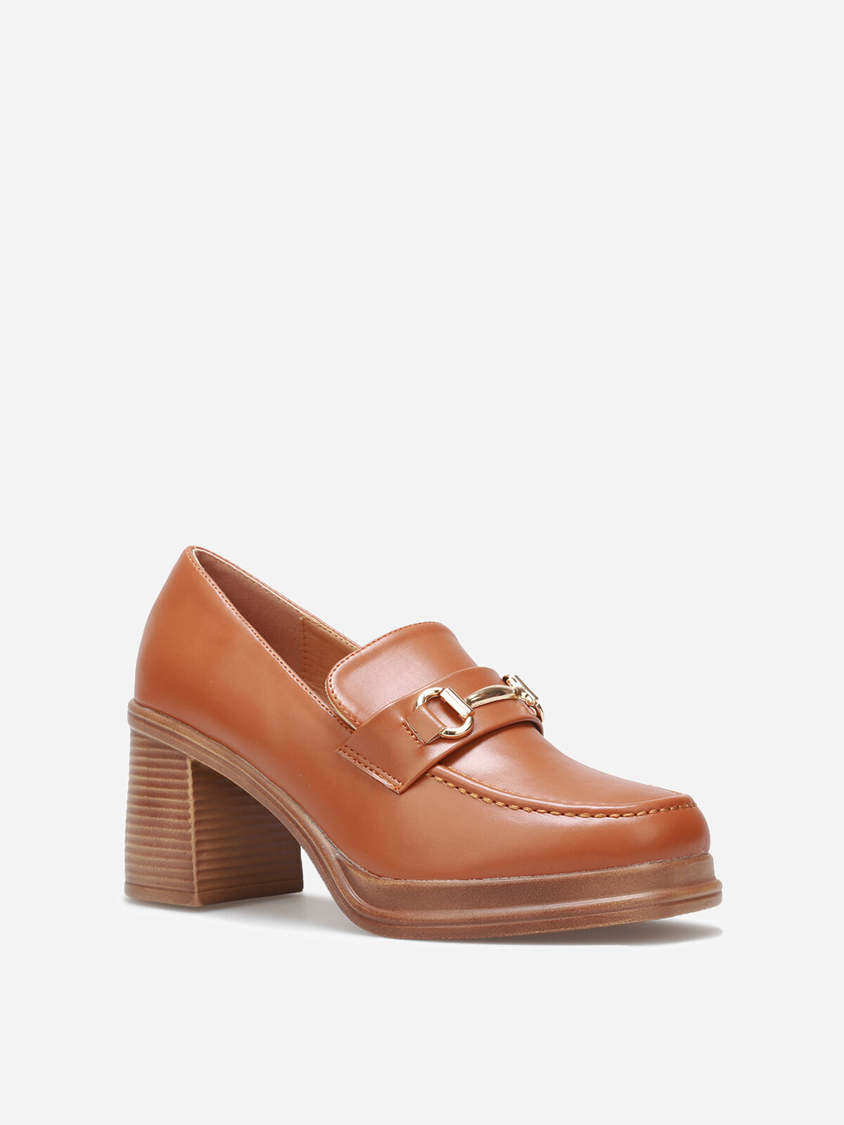 Mocassins à talon et mors- Marron clair