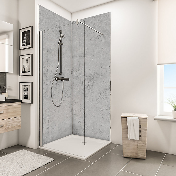 Lot de 2 panneaux muraux salle de bains 100 x 210 cm, Schulte DécoDesign Décor, pierre gris clair