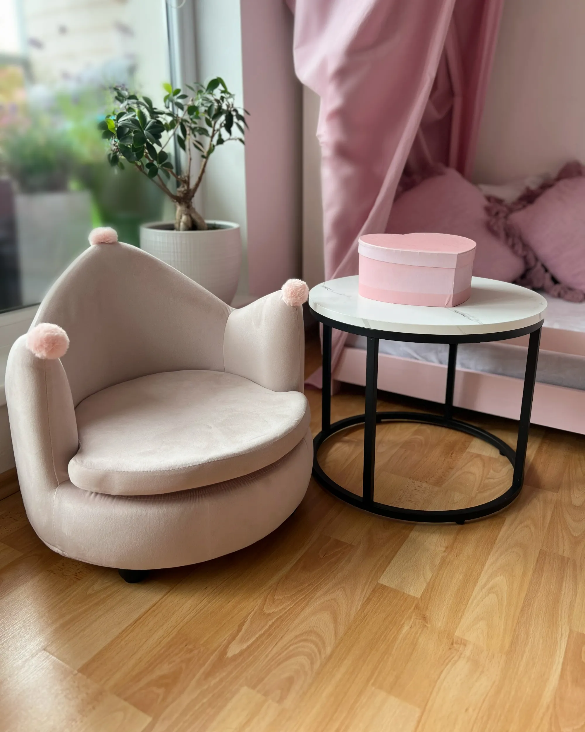 Kinderfauteuil Kroon VEGA Fluweel Pastelroze