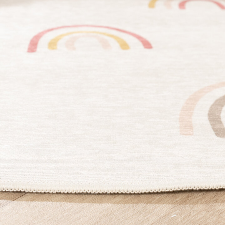Rond wasbaar kindervloerkleed - Evi Rainbow Multicolor