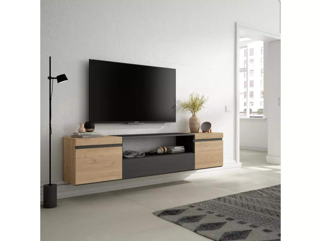 Meuble TV, Banc Télé, 200x45x35cm, Pour les TV jusqu'à 80