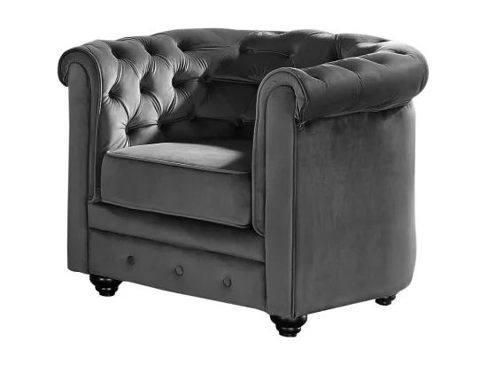 Canapé 3 places et 2 fauteuils CHESTERFIELD - Velours anthracite