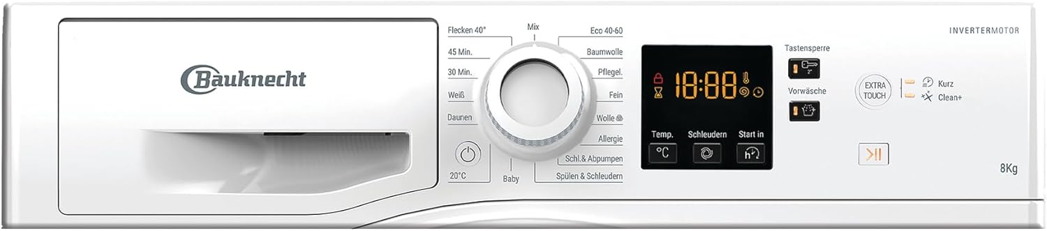 Bauknecht W8 W6400 A Waschmaschine/ 8kg/ Frontlader/Digital Motion-Technologie/AutoClean/Anti-Allergie-Programm/ 1400 U/min, weiß