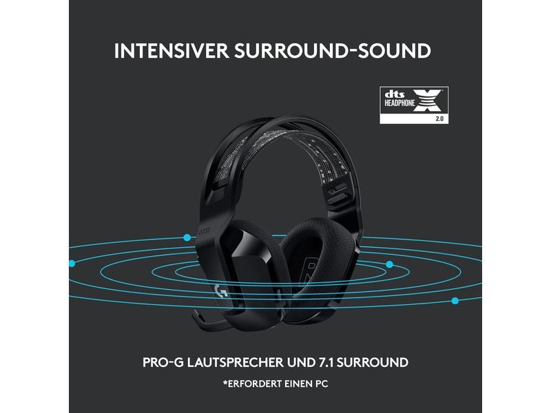 Logitech Headset G733 Lightspeed Schwarz Wireless-Gaming-Headset mit DTS 7.1 Surround-Sound und RGB Beleuchtung