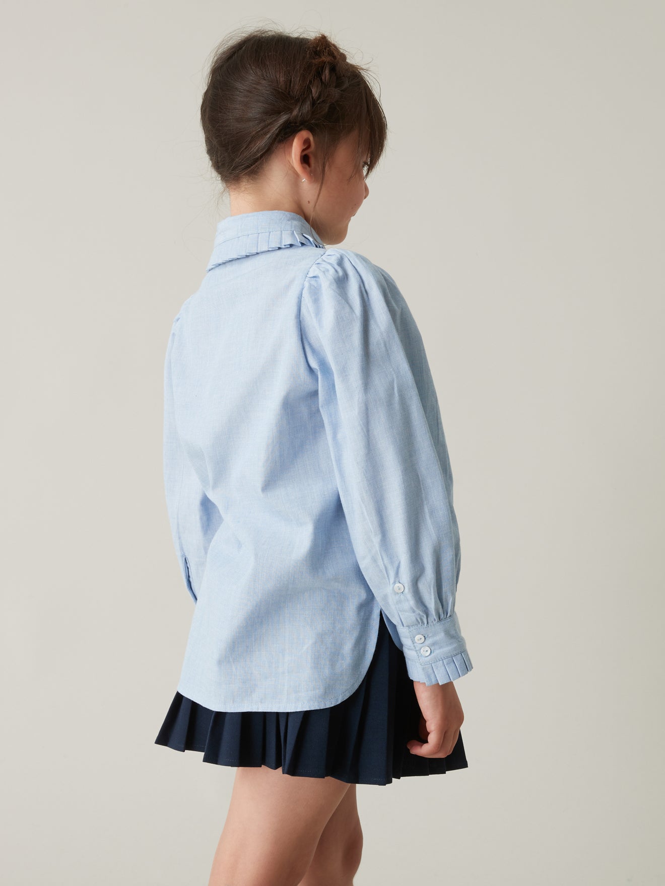 Chemise Fille maxi col plissé