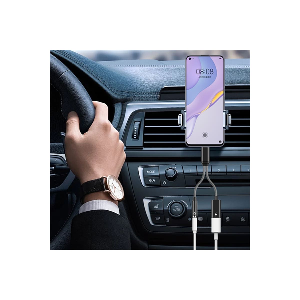 NÖRDIC 2 i 1 USB C til 3,5 mm hodetelefonadapter med 60W lading