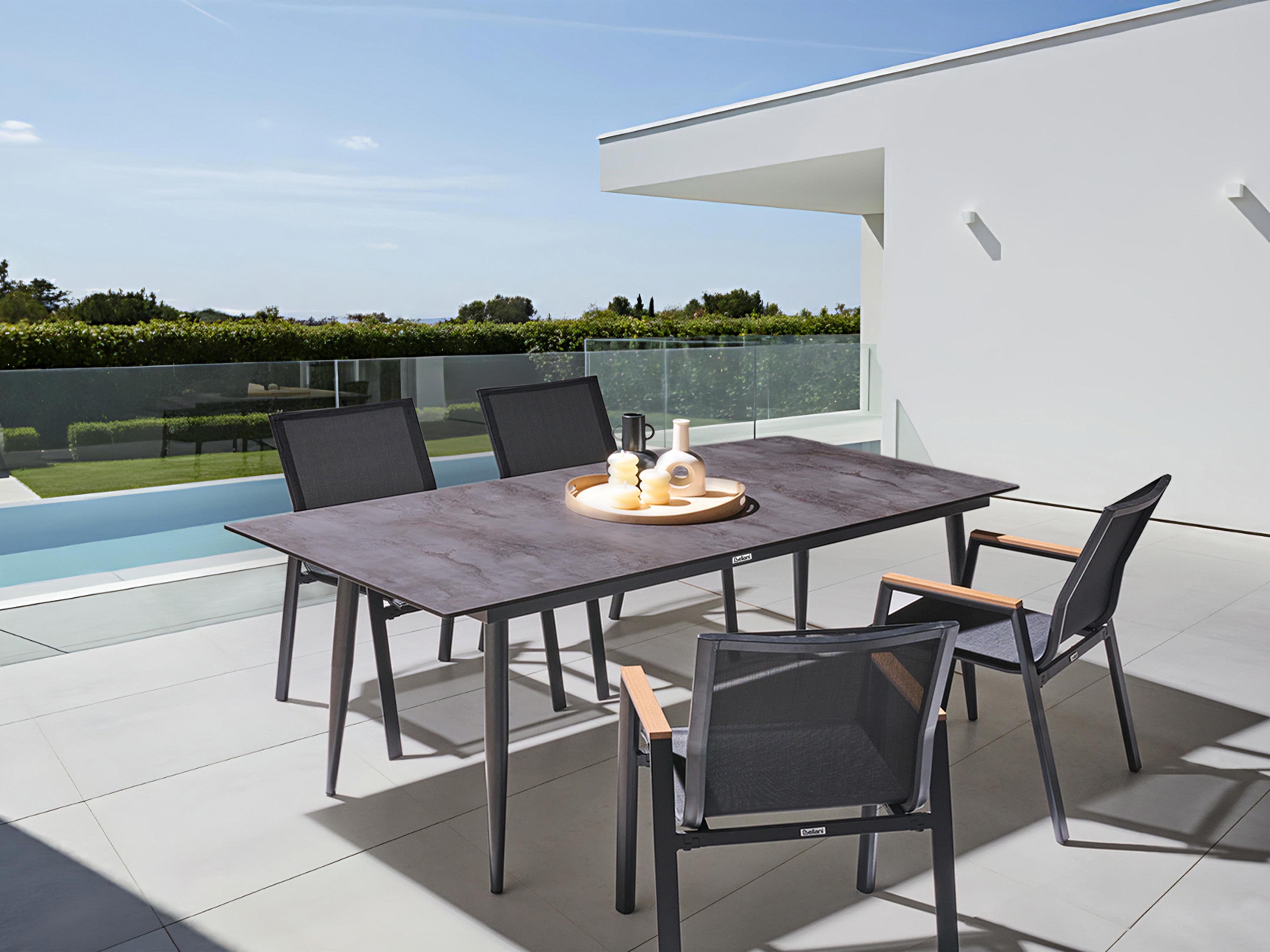 Tuin eettafel TOLENTINO 180 cm 90 cm Steeneffect Grijs