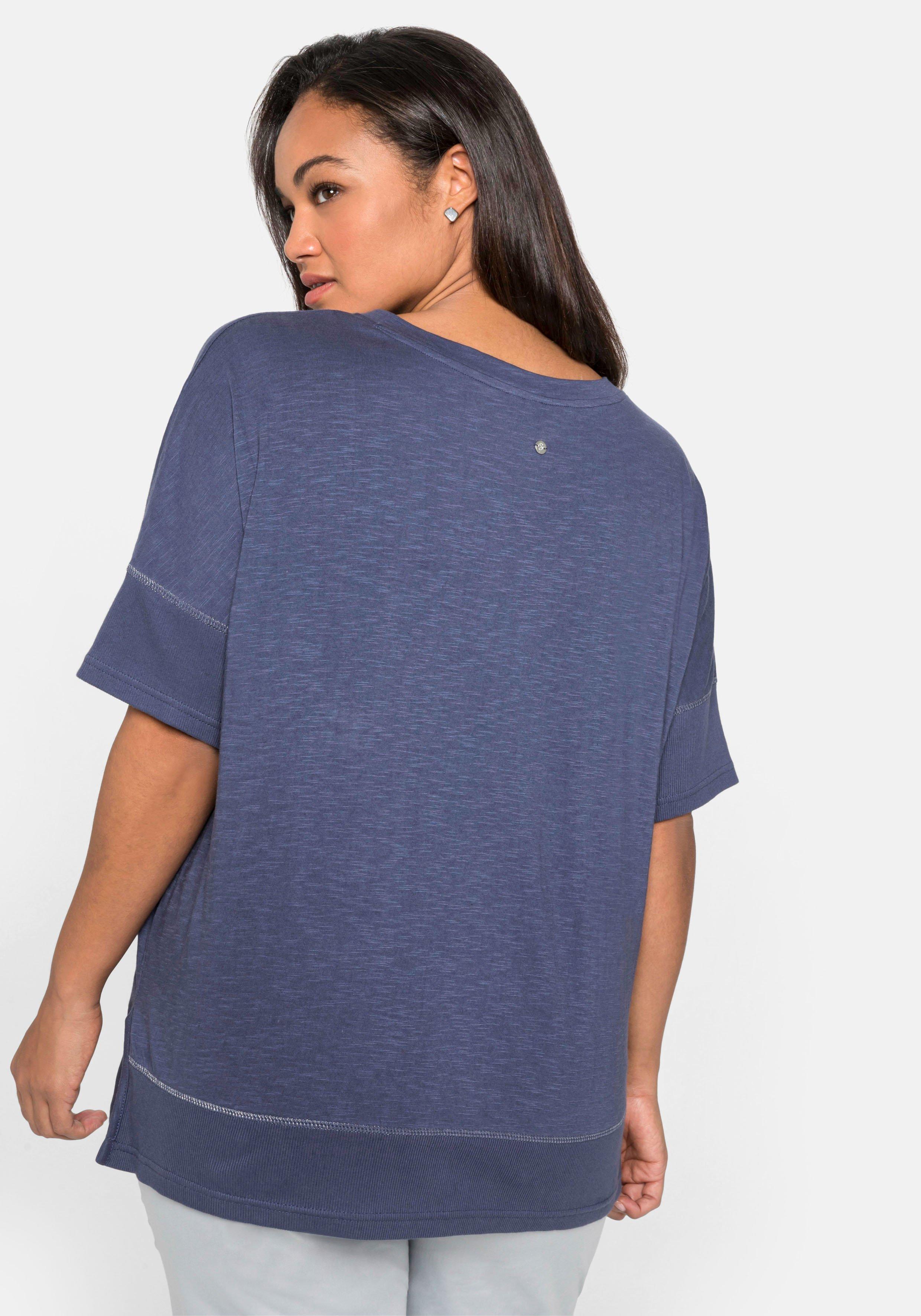 Shirt mit gerippten Details, aus Flammgarn