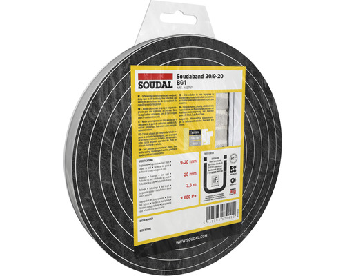 Soudal Soudaband Pro BG1 zelfklevende compritape 3,3 m 20/9-20 mm