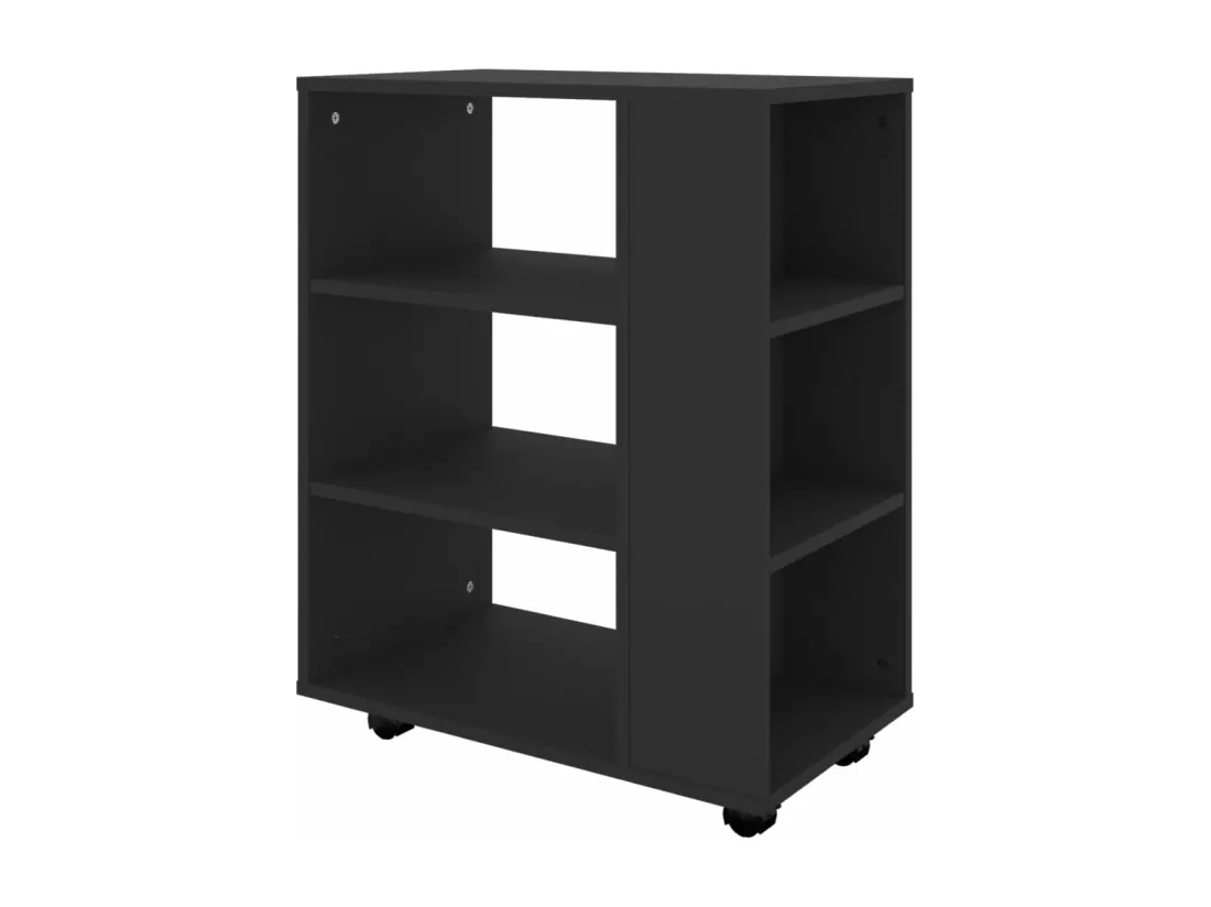 Armoire à roulettes Noir 60x35x75 cm Bois d’ingénierie