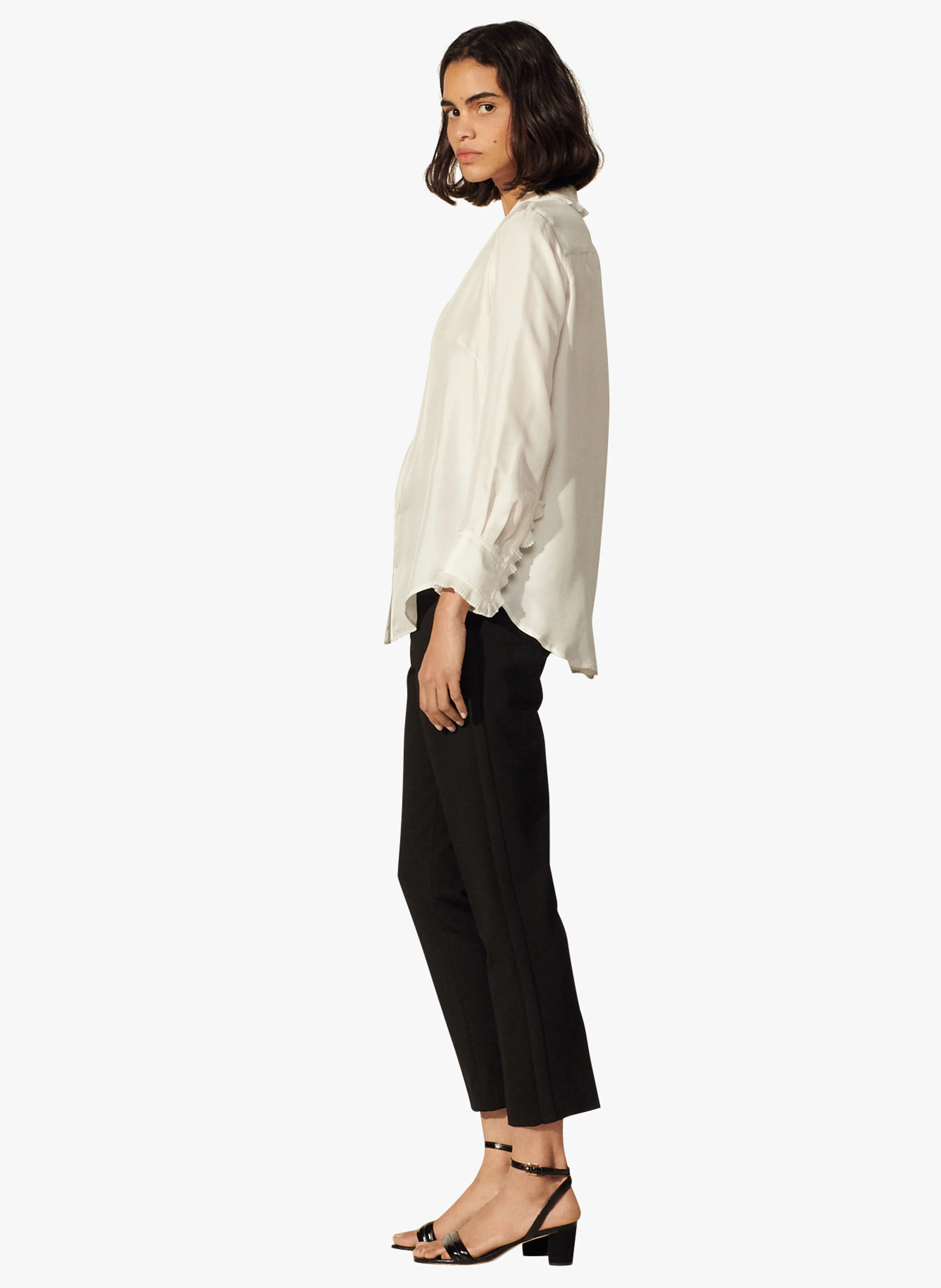 Chemise col classique en soie | Blanc
