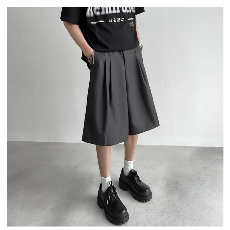 Filmas - Mid Rise Plain Wide Leg Dress Shorts