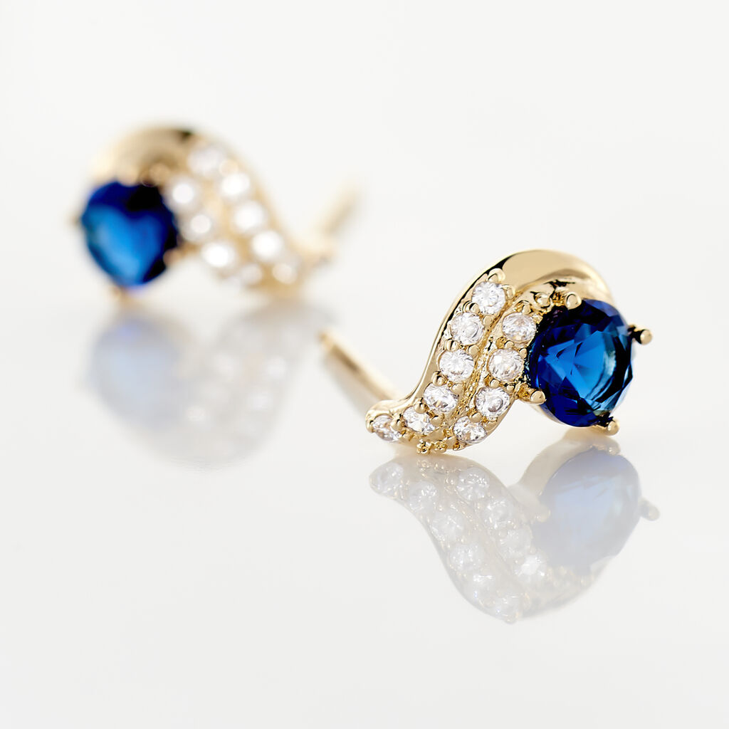 Boucles D'oreilles Puces Tyana Plaqué Or Jaune Oxyde De Zirconium