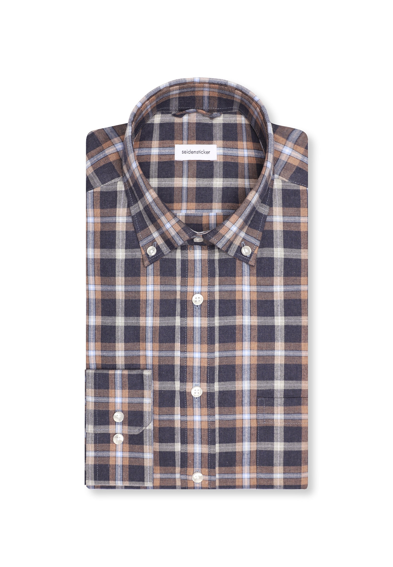 seidensticker Flanellhemd »Regular«, Regular Langarm Button-Down-Kragen Karo
