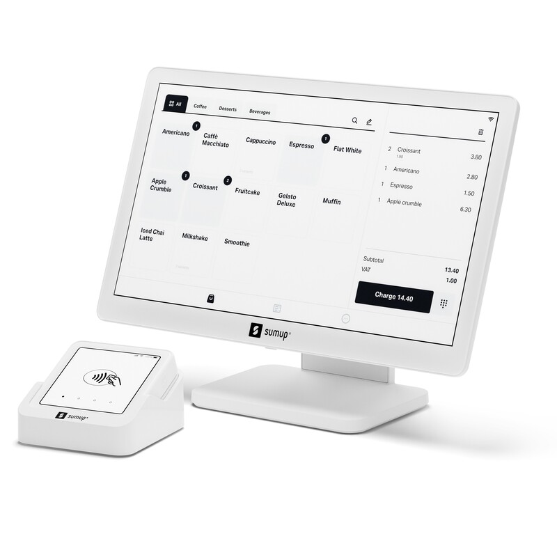 SumUp Kassensystem Lite mit Solo-Kartenterminal und Ladestation, weiss