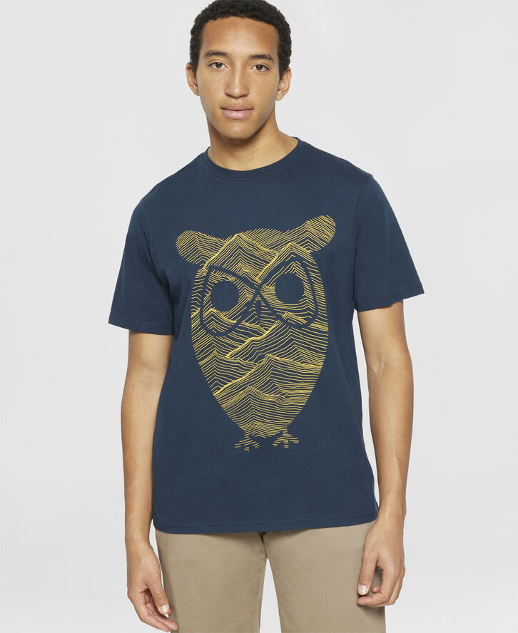 Knowledge Cotton Apparel Regular fit mountain t-shirt - Regenerative Organic Certifie Blå
