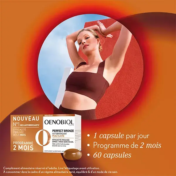 Oenobiol Perfect Bronze Autobronzeador para Pele Clara, Pacote com 2 x 30 cápsulas