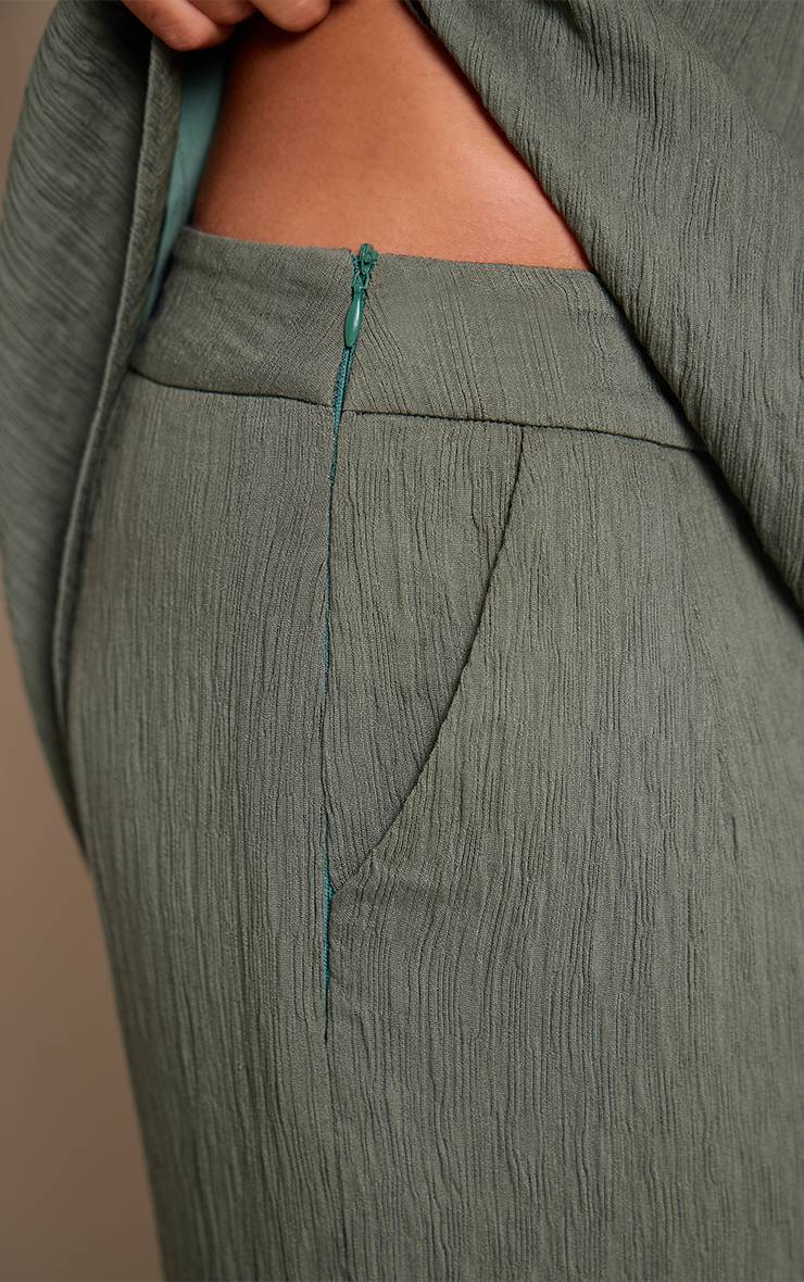 Kaki Pantalon Large Texturé Ensemble Coordonné