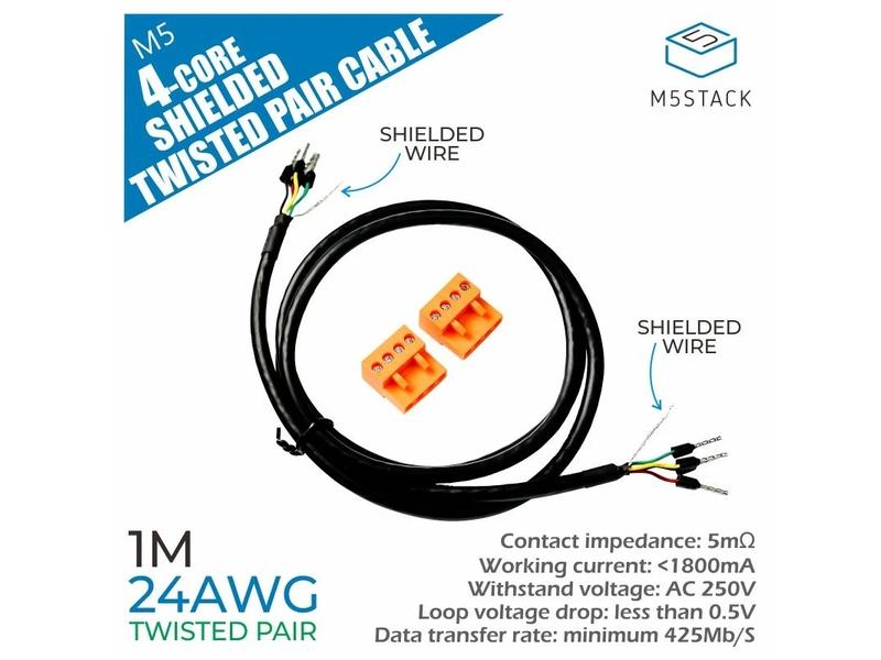 M5Stack Kabel 24 AWG 4-Core Twisted Pair 1 m 4-adriges abgeschirmtes STP Kabel