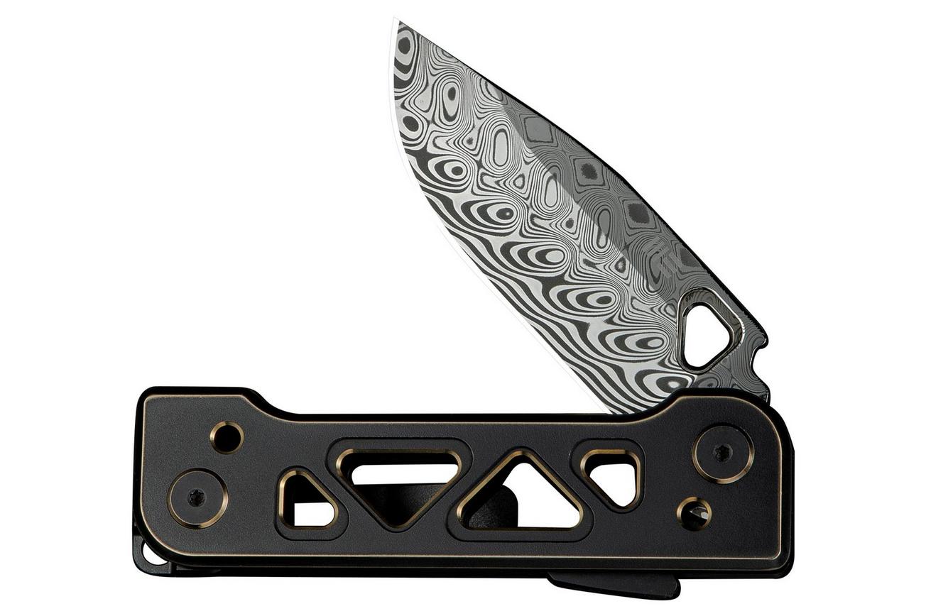 WE Knife Tyro WE24001-DS1 Hakkapella Damasteel, Black Gold Titanium, Snecx Tan design, zakmes