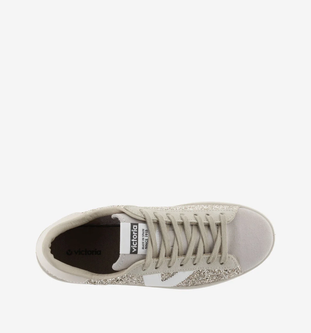 BERLÍN GLITTER Baskets glitter pour femme PLATINO