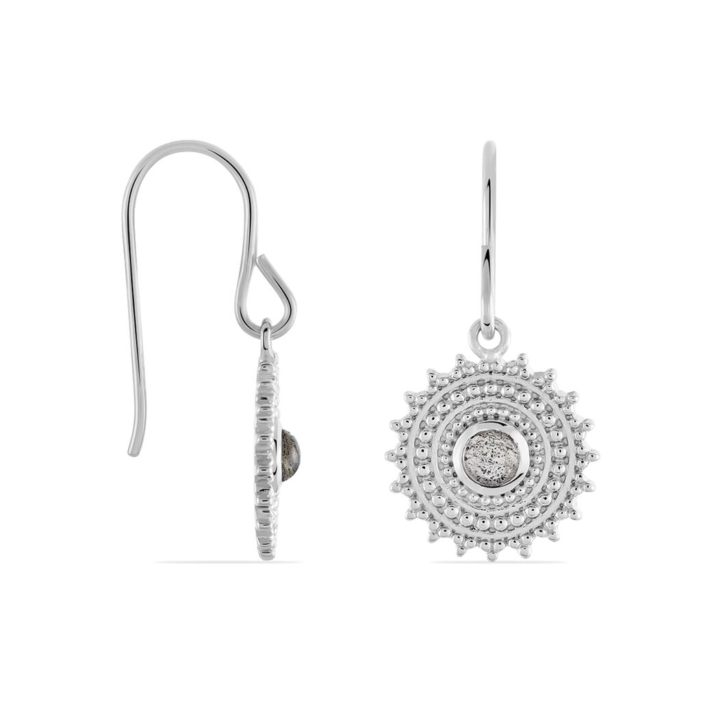 Boucles D'oreilles Pendantes Nyoko Argent Blanc Labradorite