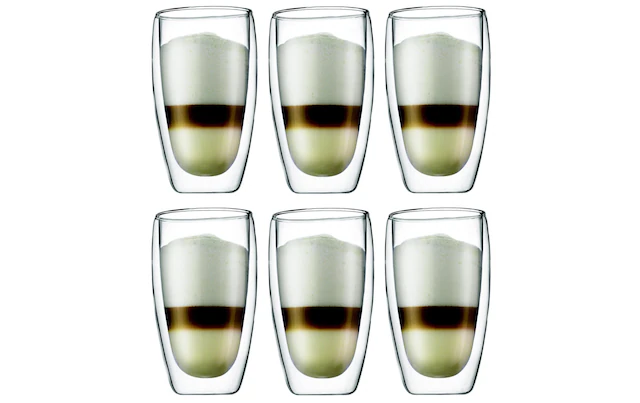 Bodum Latte-Macchiato-Glas »Kaffeeglas Pavina 4,5 dl, 6 Stück, Transparent« 6 teilig
