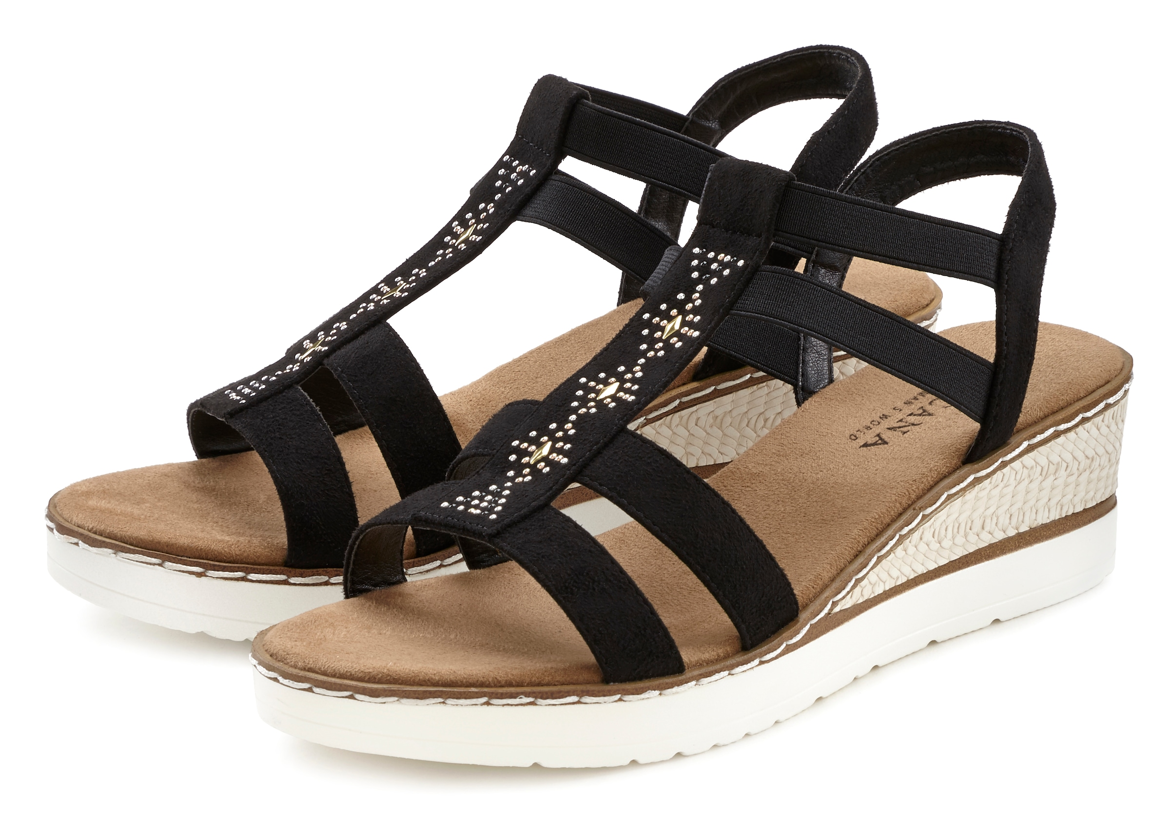 LASCANA Sandalette »Sommerschuh«  Sandalette, Sommerschuh mit Keilabsatz und Schmucksteinen VEGAN