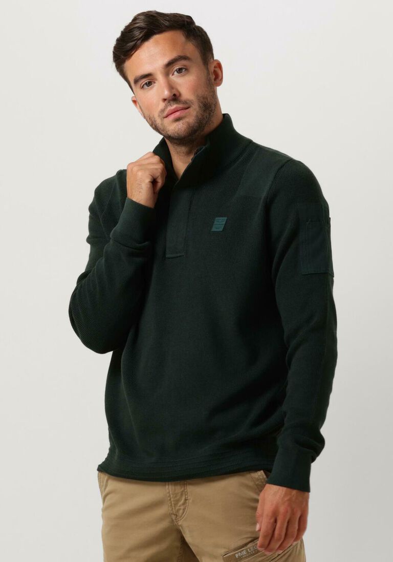 PME LEGEND groene pme legend trui half zip collar cotton knit