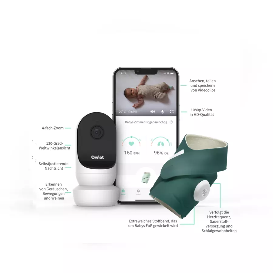 Owlet Monitor Duo Smart Sock 3 und Camera 2 tiefseegrün