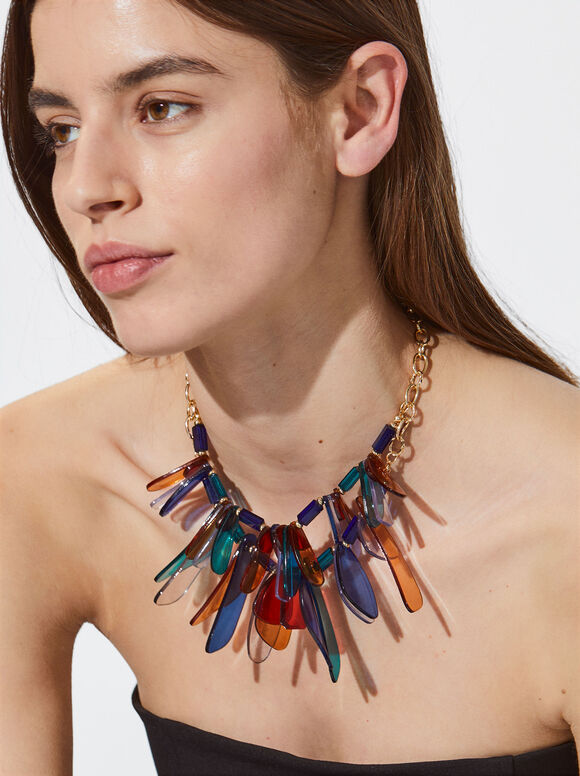 Colar com resina multicolorida - Multicolorido