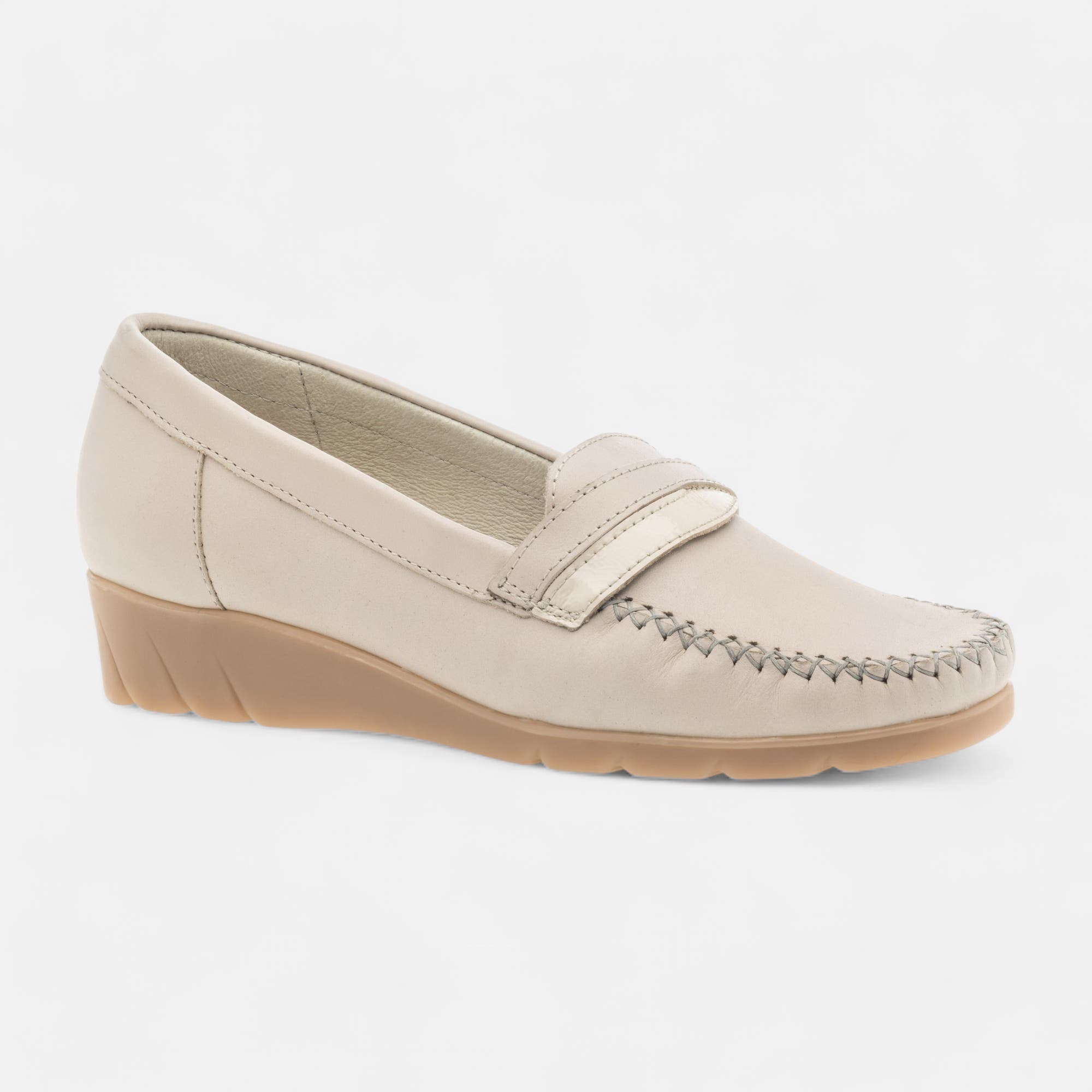 Mocassins pieds sensibles Femme en cuir beige