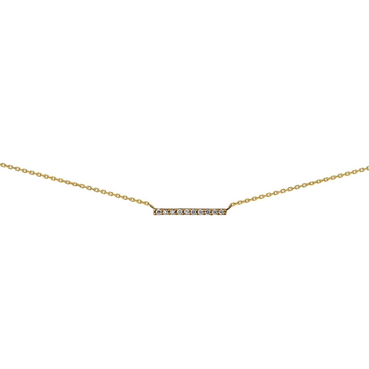 Collier Brillaxis or jaune 9 carats barrette oxydes