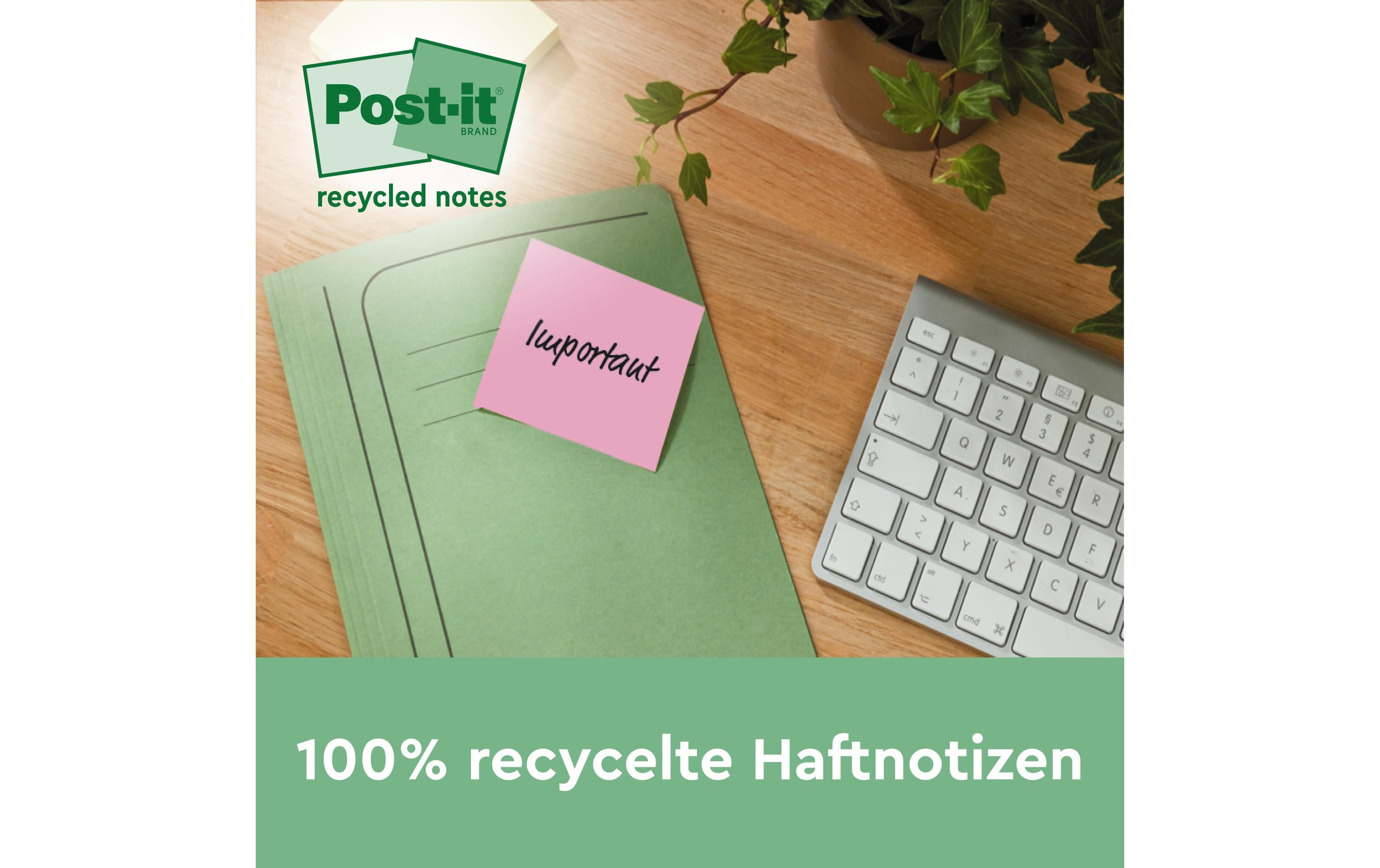 Notizzettel Recycling Notes 7.6 x 7.6 cm, PinkHaftnotizen zum Organisieren und priorisieren