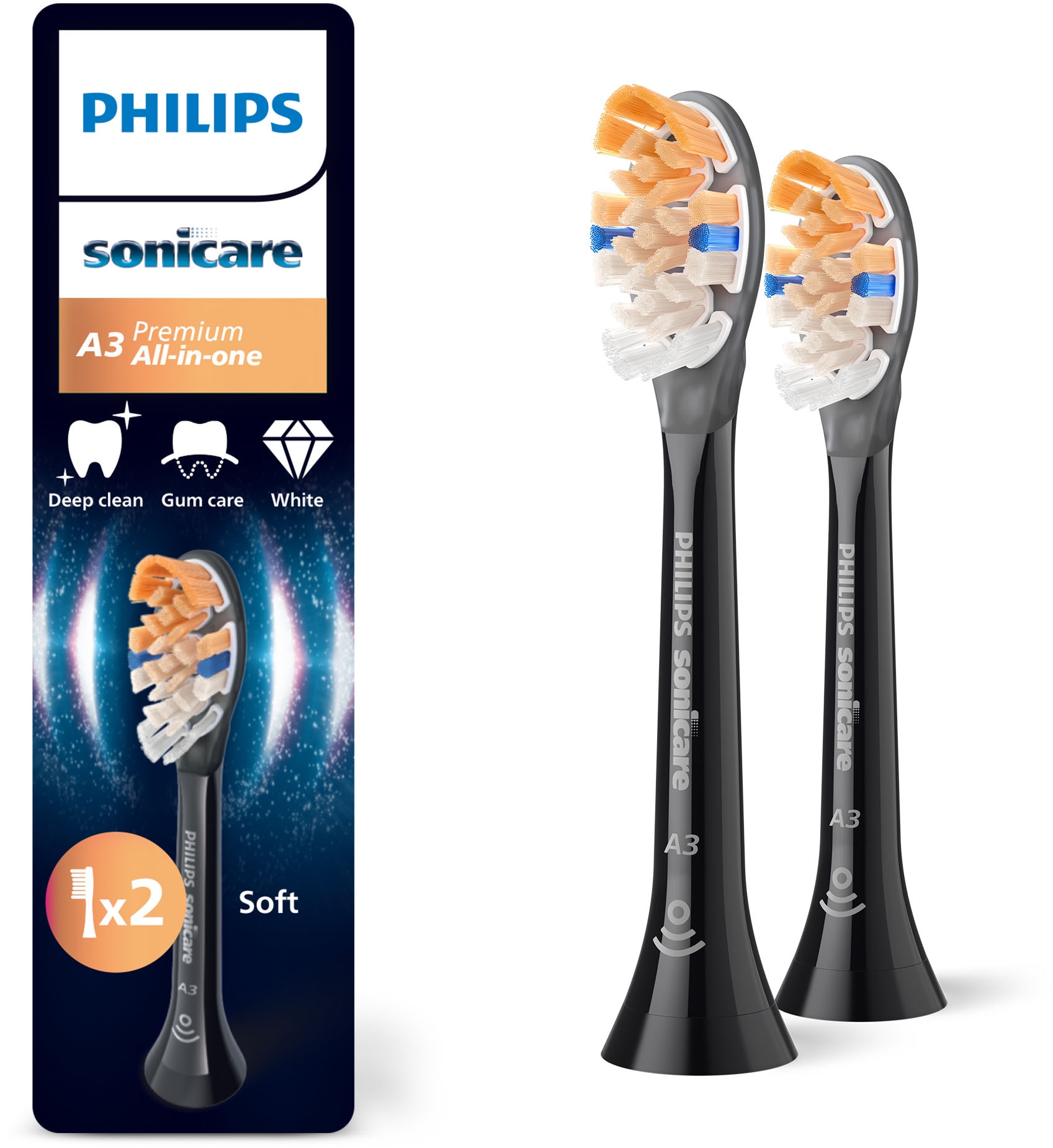 Philips Sonicare Aufsteckbürsten »A3 Premium All-in-One« für eine gründliche Gesamtreinigung, für jedes Sonicare Handstück