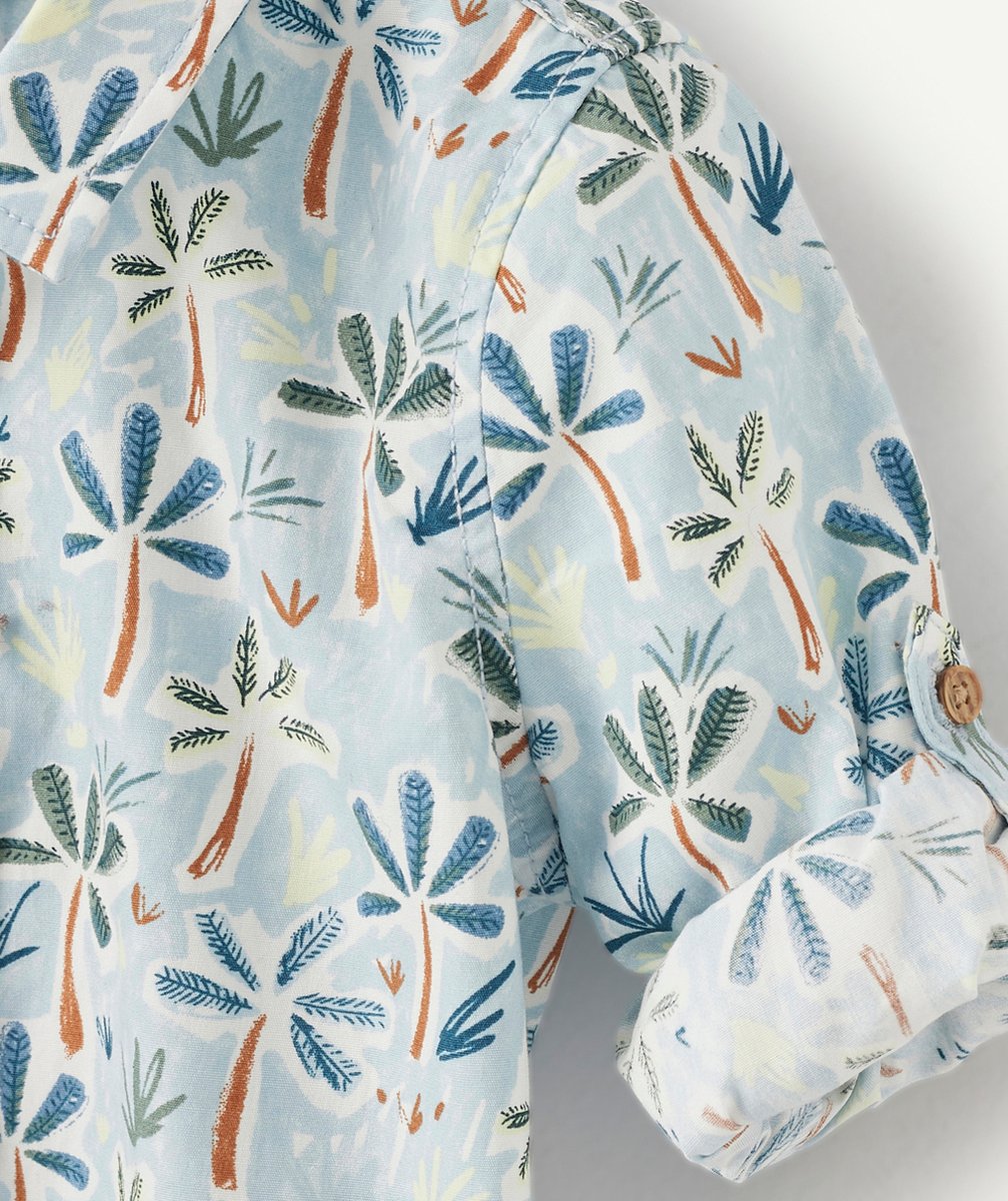 LA CHEMISE BLEU CIEL EN COTON IMPRIMÉ PALMIERS