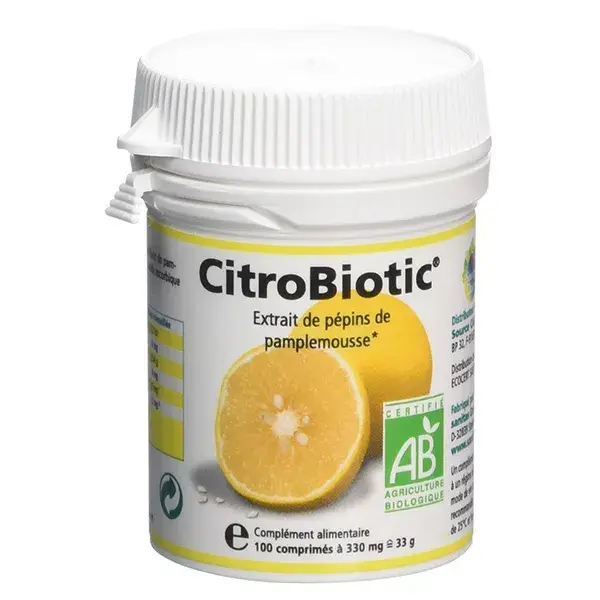 Extrato de Semente de Toranja Orgânica Citrobiotic 100 comprimidos
