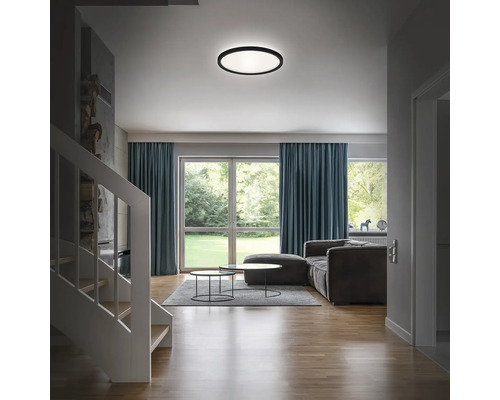 LED plafondlamp IP44 22W 2900 lm 4000 K HxØ 3,5x42 cm Slank zwart/wit + Backlight Effect
